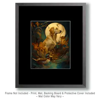 Yellow Labrador Nouveau Pet Dog Art Print - 8"x10" Artwork