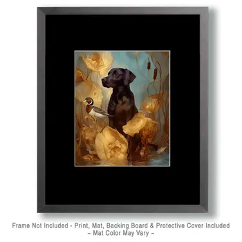 Black Labrador Nouveau Pet Dog Art Print - 8"x10" Artwork