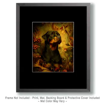 Rottweiler Nouveau Pet Dog Art Print - 8"x10" Artwork
