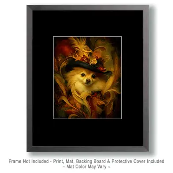 Pomeranian Wearing a Hat Nouveau Pet Dog Art Print - 8"x10" Artwork