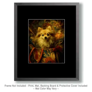 Pomeranian in a Handbag Nouveau Pet Dog Art Print - 8"x10" Artwork