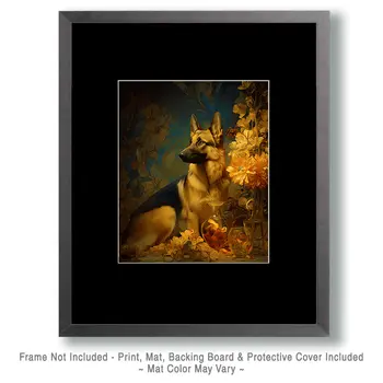 German Shepherd Nouveau Pet Dog Art Print - 8"x10" Artwork