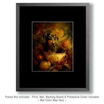 Dachshund Pup in a Cup Nouveau Pet Dog Art Print - 8"x10" Artwork