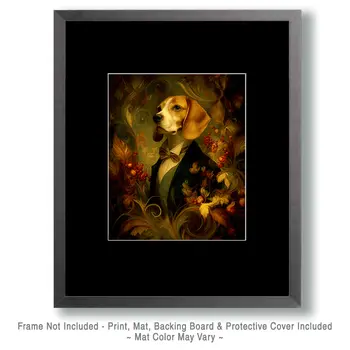 Beagle Gentleman Nouveau Pet Dog Art Print - 8"x10" Artwork