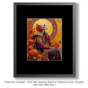 Skeleton Looking Up Día de Muertos Art Print - 8"x10" Artwork