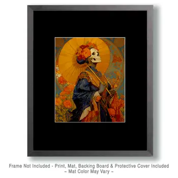 Skeleton with Parasol Día de Muertos Art Print - 8"x10" Artwork
