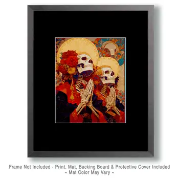 Skeletons Looking Up Día de Muertos Art Print - 8"x10" Artwork