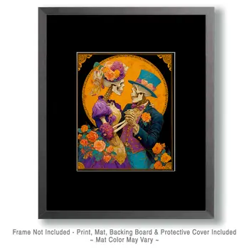 Skeletons in Love Día de Muertos Art Print - 8"x10" Artwork