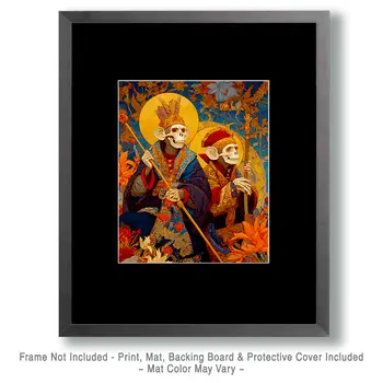 Skeleton Monkey King and Queen Día de Muertos Art Print - 8"x10" Artwork