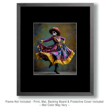 Dancing Skeleton Día de Muertos Art Print - 8"x10" Artwork