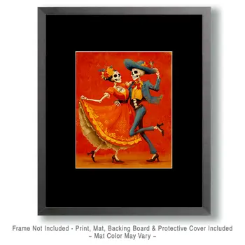 Dancing Skeleton Couple Día de Muertos Art Print - 8"x10" Artwork
