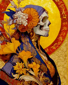 Calavera Skeleton Profile Día de Muertos Art Print - 8"x10" Artwork