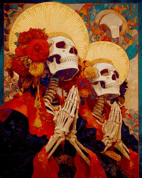 Skeletons Looking Up Día de Muertos Art Print - 8"x10" Artwork
