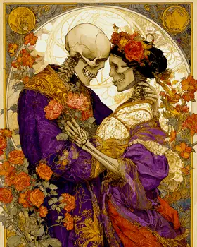 Skeletons Love Día de Muertos Art Print - 8"x10" Artwork