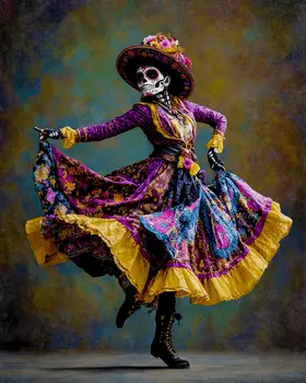 Dancing Skeleton Día de Muertos Art Print - 8"x10" Artwork