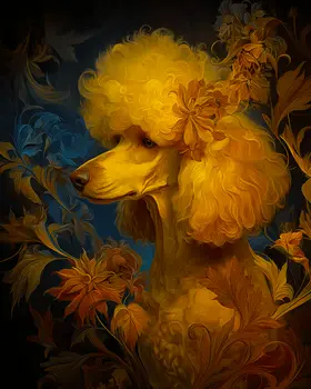 Standard Poodle Nouveau Pet Dog Art Print - 8"x10" Artwork