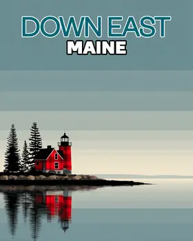 Down East Maine Buffalo Plaid Lighthouse - Wholesale Maine Art Print - 8"x10" Artwork
