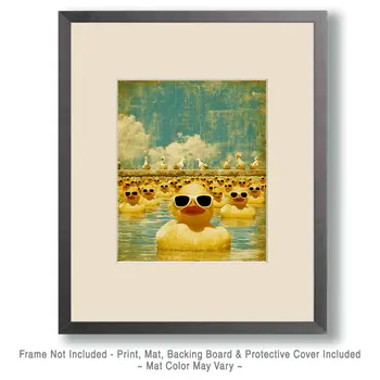 Cool Rubber Ducks with Sunglasses - Waterfowl Art Print - 8"x10" Artwork