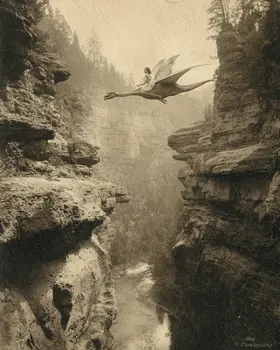 Fairy Riding a Pterodactyl - Antique Style Photo - Fairies Art Print - 8"x10" Artwork