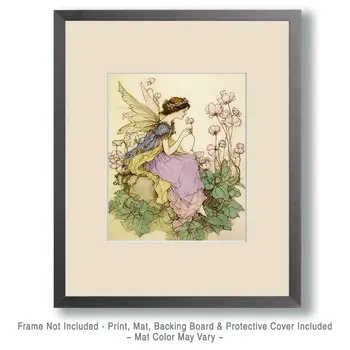 Fairy with Enjoying Flower - Fairies Art Print - 8"x10" Artwork