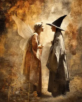 Fairy and Witch Chat - Fairies Art Print - 8"x10" Artwork