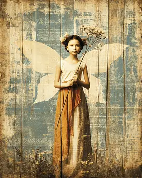 Vintage Fairy with Flower - Fairies Art Print - 8"x10" Artwork