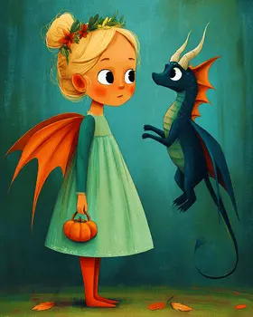 Dragon Fairy Chance Meeting - Fairies Art Print - 8"x10" Artwork
