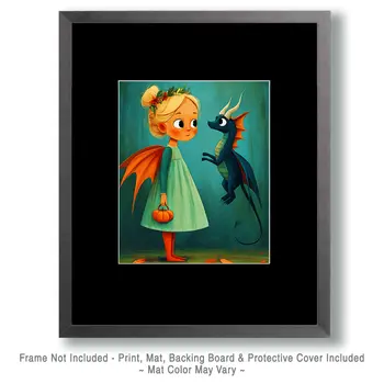 Dragon Fairy Chance Meeting - Fairies Art Print - 8"x10" Artwork