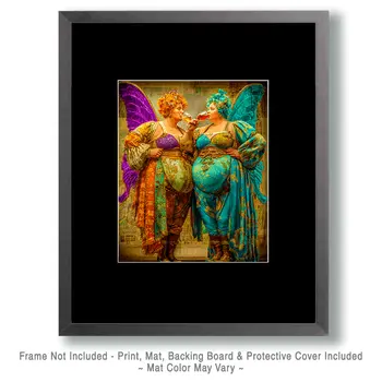 Big Fairies Having Wine - Fairies Art Print - 8"x10" Artwork