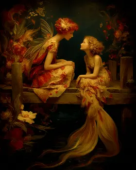 Fairy and Mermaid - Fairies Art Print - 8"x10" Artwork