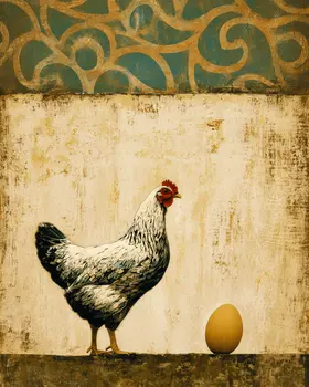 Chicken & Egg Vintage Farm Life Farmcore Art Print - 8"x10" Artwork