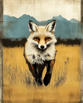 Fox Trotting Vintage Farm Life Farmcore Art Print - 8"x10" Artwork