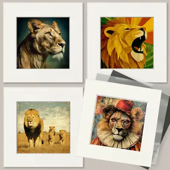 African Lion Portrait Big Cats Art Print - 8"x10" Artwork