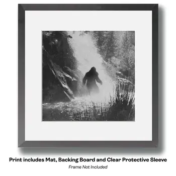 Bigfoot on Dock Having a Heart-to-Heart Talk Art Print - 8"x8" Artwork for 12"x12" Frame