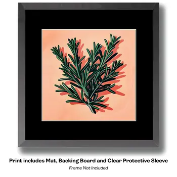Rosemary Sprig 8”x8” Herbs and Spices, Culinary Art Print Collection