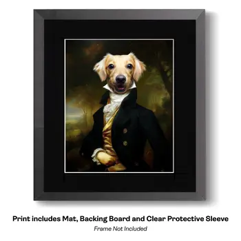 Miss Charlotte, the Cavelier King Charles Spaniel - Animals in Historic Clothing Art Print, 8"x10" Artwork