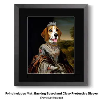 Miss Charlotte, the Cavelier King Charles Spaniel - Animals in Historic Clothing Art Print, 8"x10" Artwork