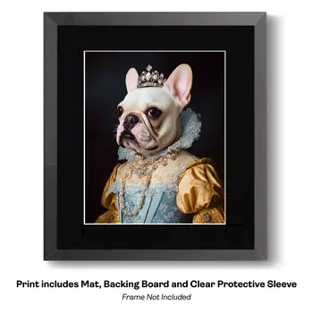 Miss Charlotte, the Cavelier King Charles Spaniel - Animals in Historic Clothing Art Print, 8"x10" Artwork