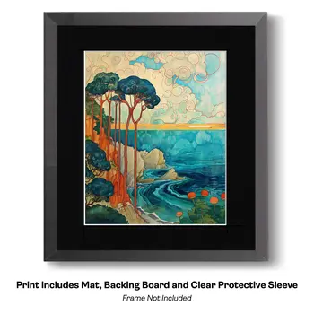 Art Nouveau Laguna Art Print - Art Nouveau Style 8"x10" Artwork