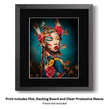 Young Native Girl Celebrating Birds 8"x10" Art Print - Maximalism, Art to the Max