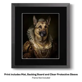 Miss Charlotte, the Cavelier King Charles Spaniel - Animals in Historic Clothing Art Print, 8"x10" Artwork