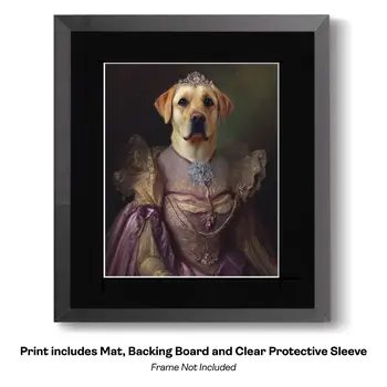 Miss Charlotte, the Cavelier King Charles Spaniel - Animals in Historic Clothing Art Print, 8"x10" Artwork