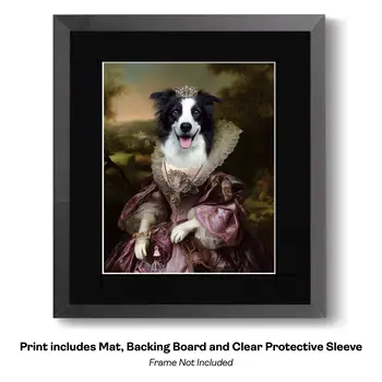 Miss Charlotte, the Cavelier King Charles Spaniel - Animals in Historic Clothing Art Print, 8"x10" Artwork