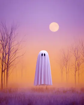 Morning Mist Ghost Halloween Art Print - 8"x10" Artwork