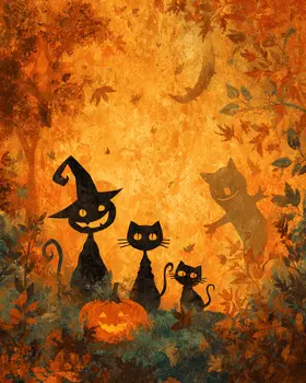 All Hallows Eve Graohic Halloween Art Print - 8"x10" Artwork