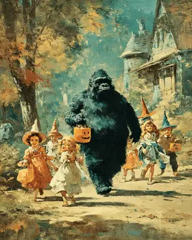Bigfoot on Halloween Art Print - 8"x10" Artwork