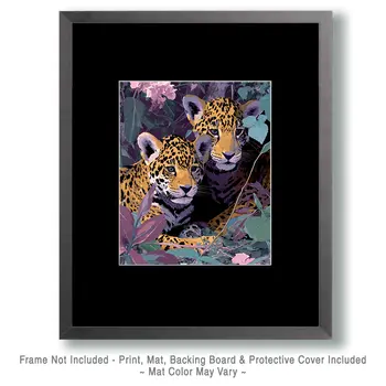 Lavender Jaguar Cubs Big Cats Art Print - 8"x10" Artwork