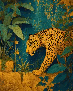 Wat Suwannaram Jaguar Big Cats Art Print - 8"x10" Artwork
