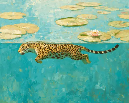 Jaguar Swimming Underwater Big Cats Art Print - 8"x10" Artwork