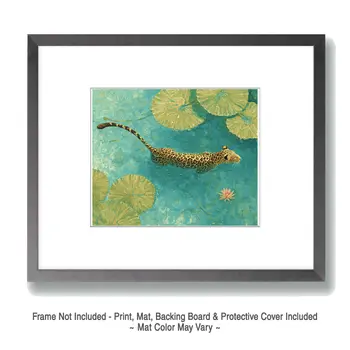 Jaguar Swimming Big Cats Art Print - 8"x10" Artwork